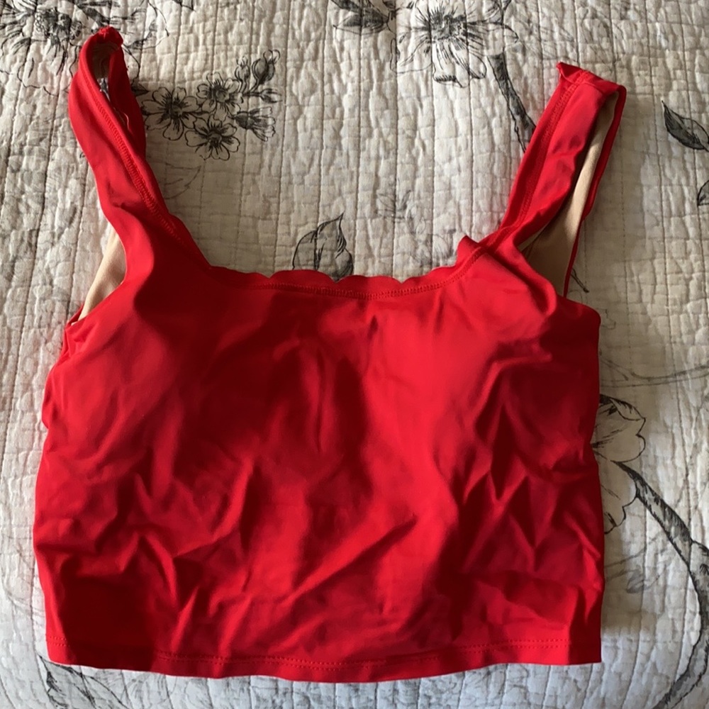 Kortni Jeane red scallop top XS